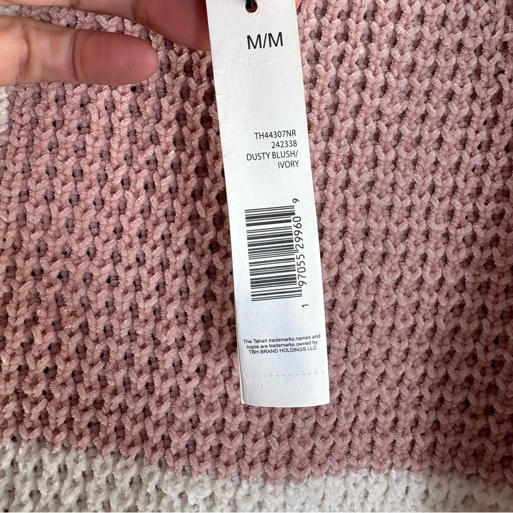 T TAHARI Chenille Color-Block Sweater in Ivory/Blush Size MED  — NEW WITH TAG!!! - Picture 6 of 7